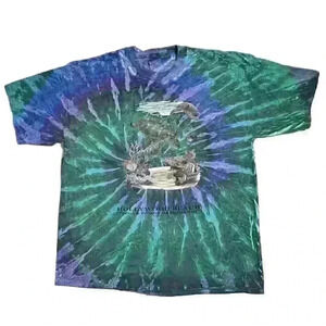 Vintage Hollywood Beach FL Ocean Reef Tie Dye Sea Turtle Fish Shirt Habitat 2XL